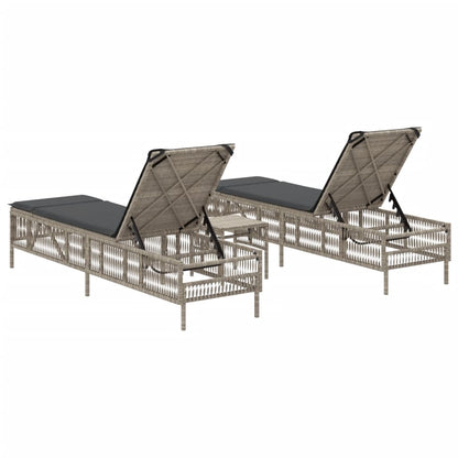 Lettini Prendisole 2pz Con Tavolino Grigio Chiaro In Polyrattan