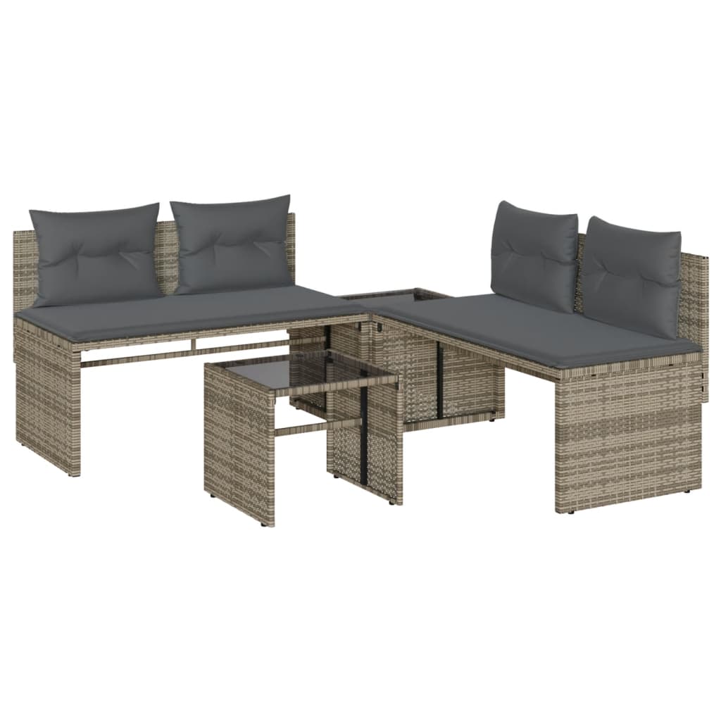 Set Divani Da Giardino 4 Pz Con Cuscini In Polyrattan Grigio