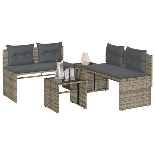 Set Divani Da Giardino 4 Pz Con Cuscini In Polyrattan Grigio