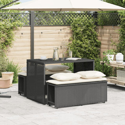 Set Da Pranzo Da Giardino 3 Pz Con Cuscini Nero In Polyrattan