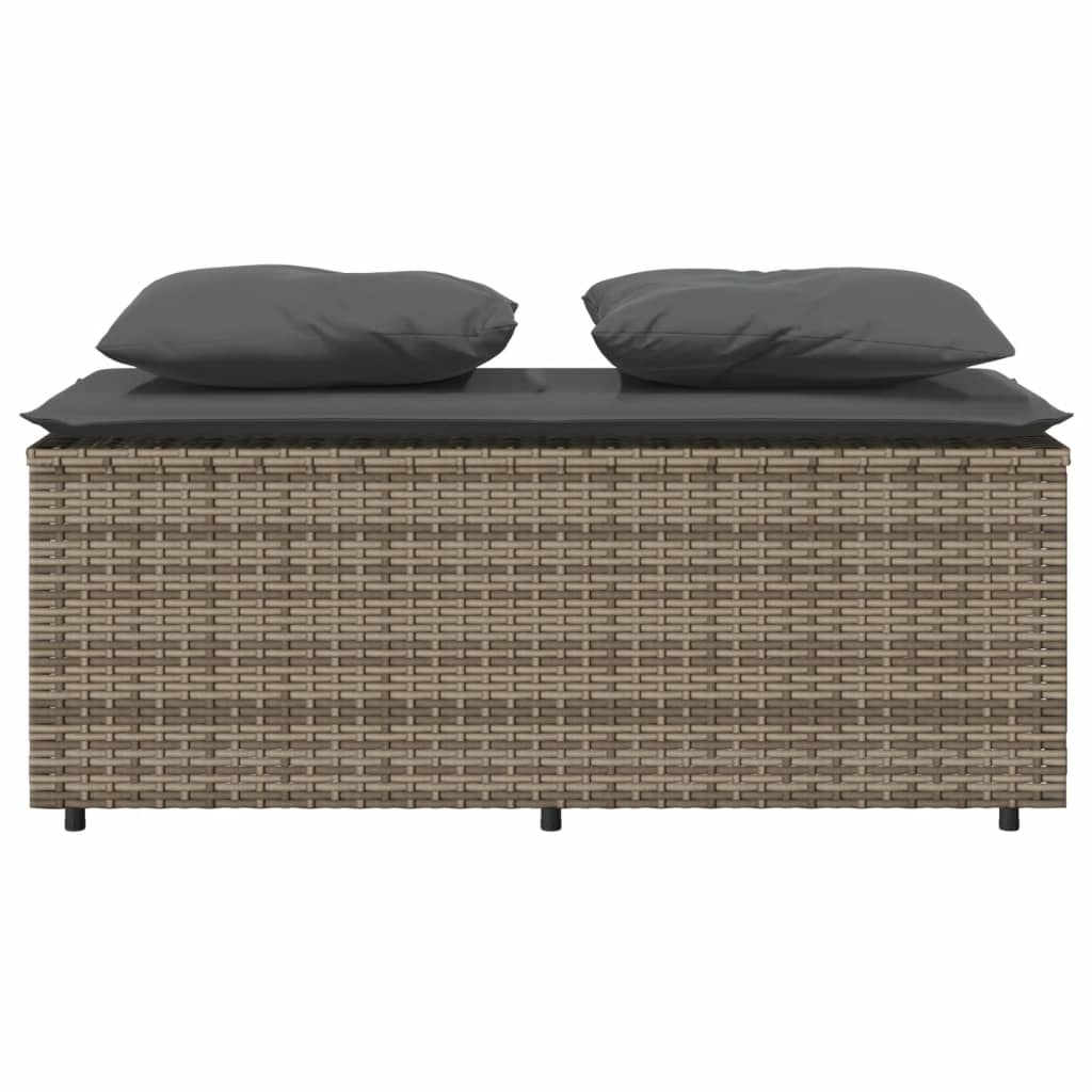 Set Da Pranzo Da Giardino 3 Pz Con Cuscini In Polyrattan Grigio