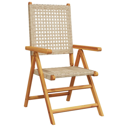 Sedie Da Giardino 2 Pz Beige Legno Massello Acacia E Polyrattan