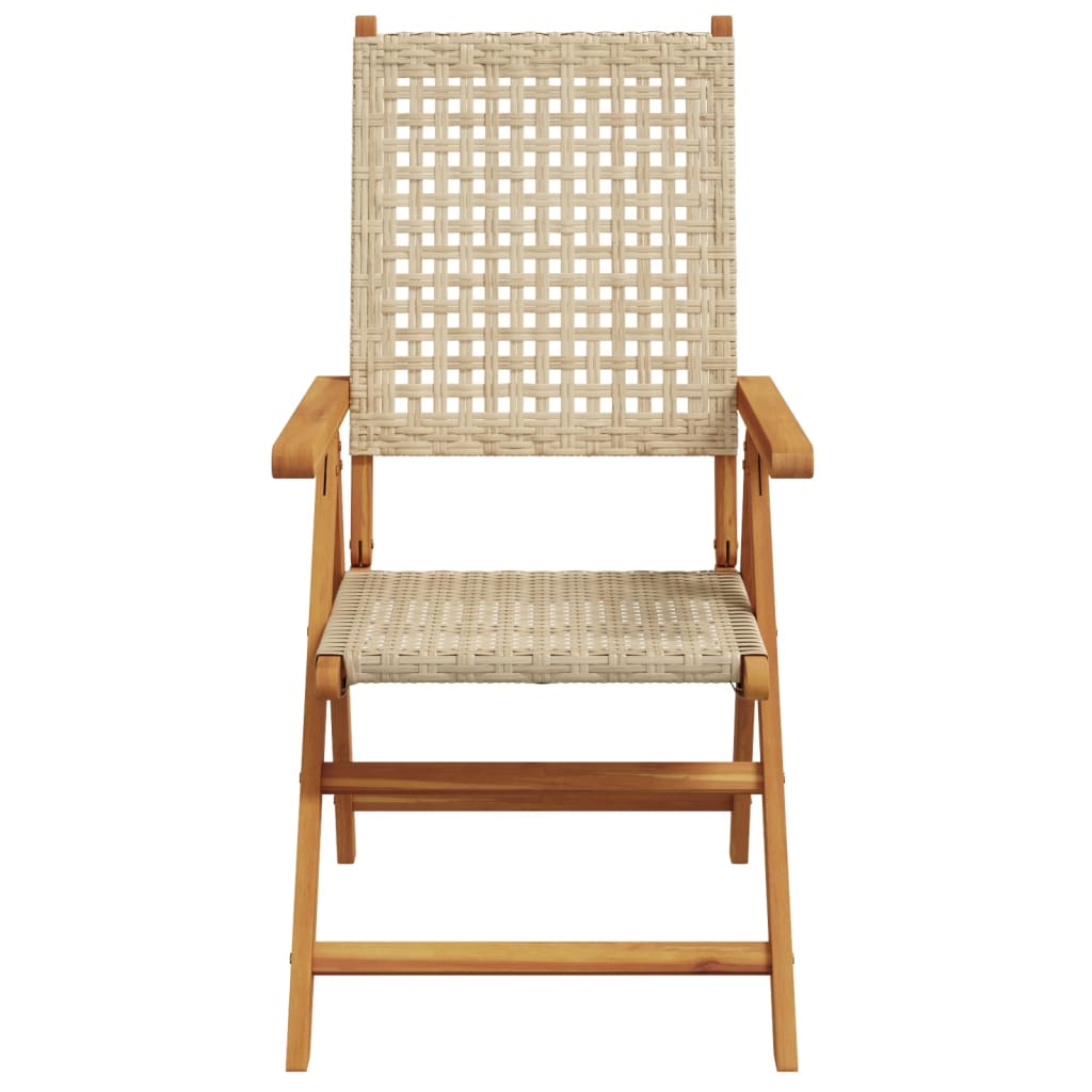 Sedie Da Giardino 2 Pz Beige Legno Massello Acacia E Polyrattan