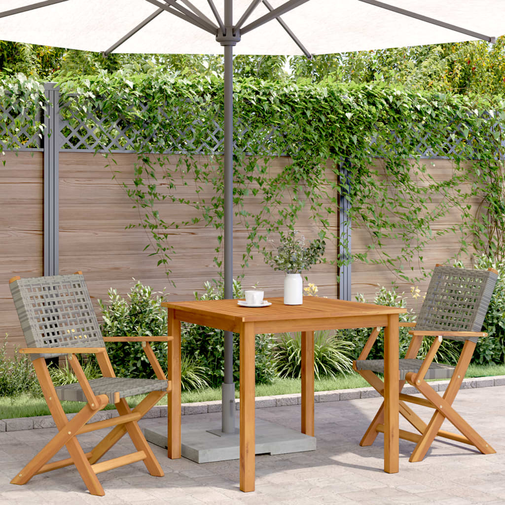 Sedie Da Giardino 2pz Grigie Legno Massello Acacia E Polyrattan