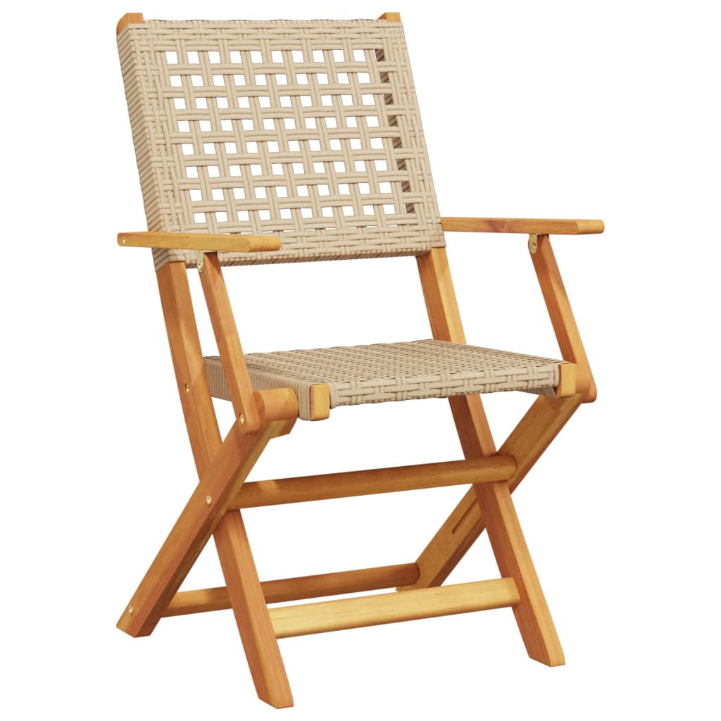 Sedie Da Giardino 2 Pz Beige Legno Massello Acacia E Polyrattan