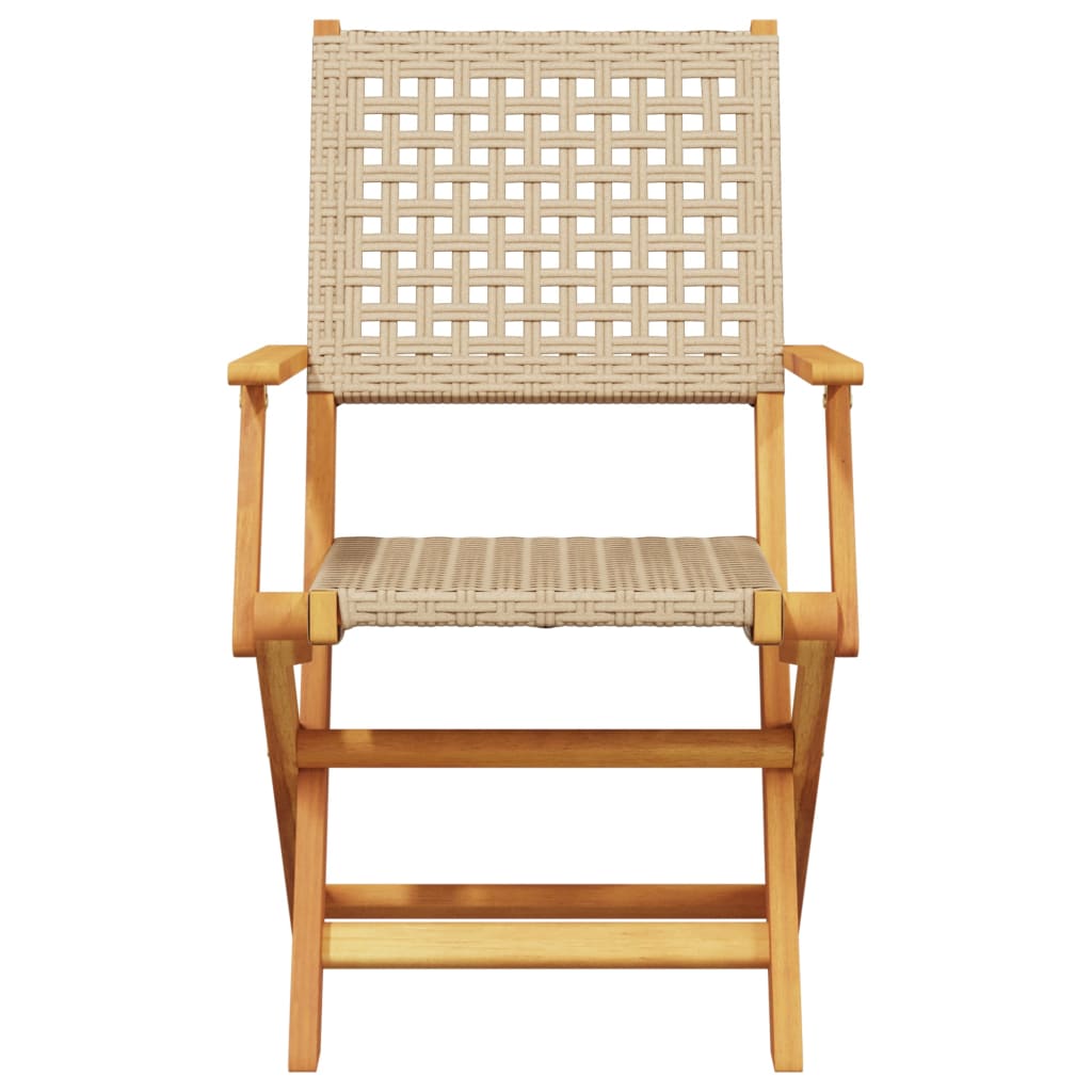 Sedie Da Giardino 2 Pz Beige Legno Massello Acacia E Polyrattan