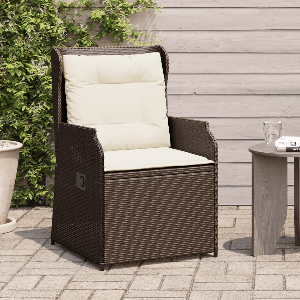 Sedie Reclinabili Giardino 2pz Con Cuscini Marrone Polyrattan