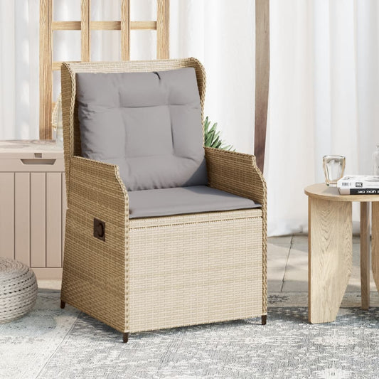 Sedie Reclinabili Da Giardino 2pz Con Cuscini Beige Polyrattan