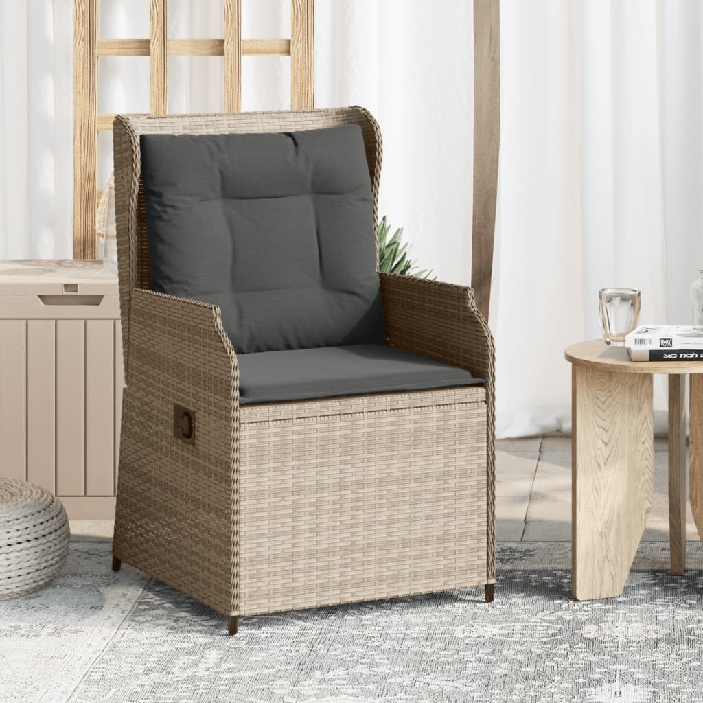 Sedie Reclinabili Giardino 2pz Cuscini Grigio Chiaro Polyrattan