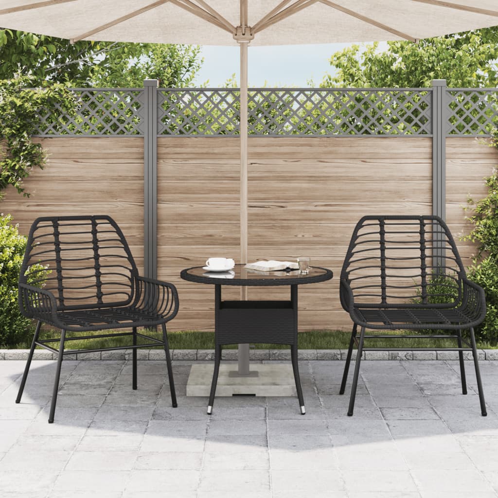 Sedie Da Giardino Set 2 Pz Polyrattan Nero