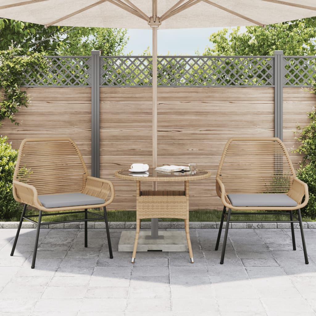 Sedie Da Giardino 2pz Con Cuscini Marrone In Polyrattan