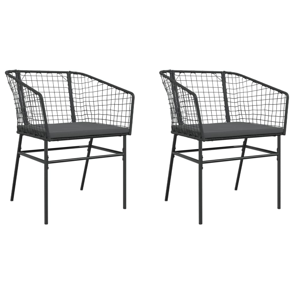 Sedie Da Giardino Con Cuscini 2 Pz Nere In Polyrattan