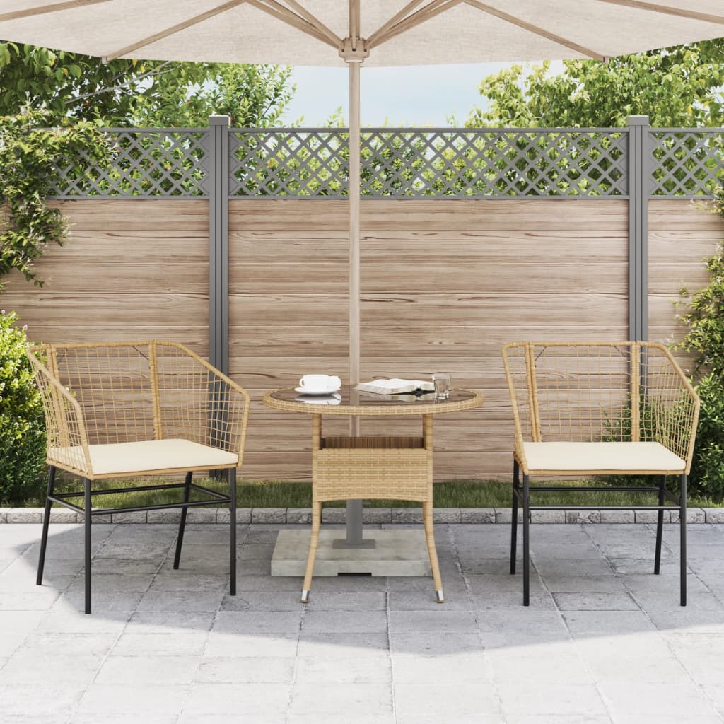 Sedie Da Giardino 2pz Con Cuscini Marrone In Polyrattan