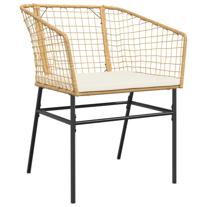 Sedie Da Giardino 2pz Con Cuscini Marrone In Polyrattan