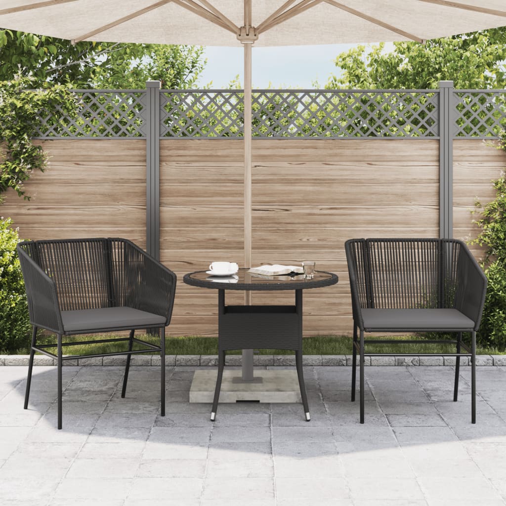 Sedie Da Giardino Con Cuscini 2 Pz Nere In Polyrattan