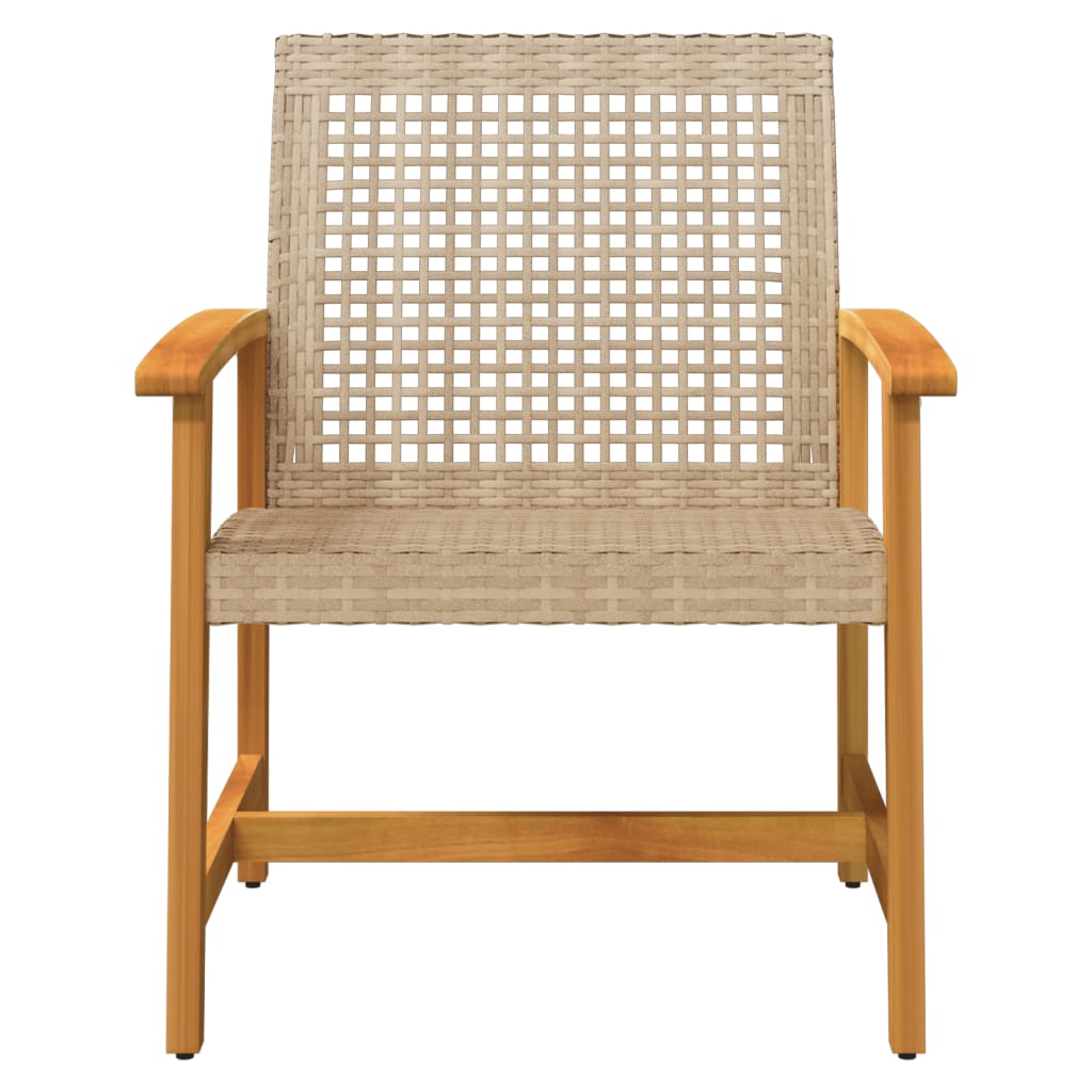 Sedie Da Giardino 2pz Beige In Polyrattan E Legno Di Acacia