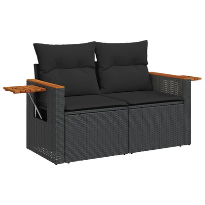 Set Divani Da Giardino 3 Pz Con Cuscini In Polyrattan Nero