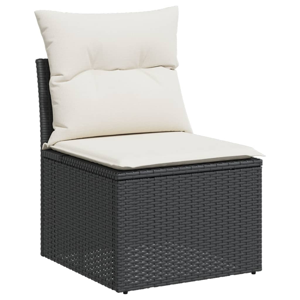 Set Divani Da Giardino 3 Pz Con Cuscini In Polyrattan Nero