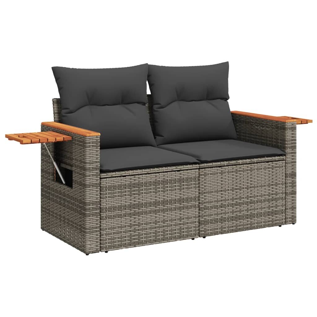 Set Divani Da Giardino 3 Pz Con Cuscini Grigio In Polyrattan