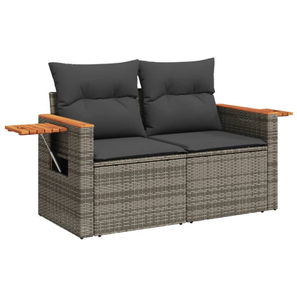 Set Divani Da Giardino 3 Pz Con Cuscini Grigio In Polyrattan