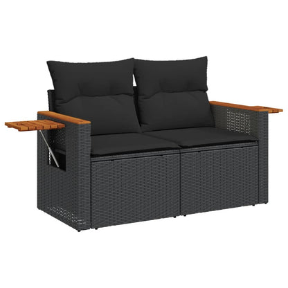 Set Divani Da Giardino 4 Pz Con Cuscini Nero In Polyrattan