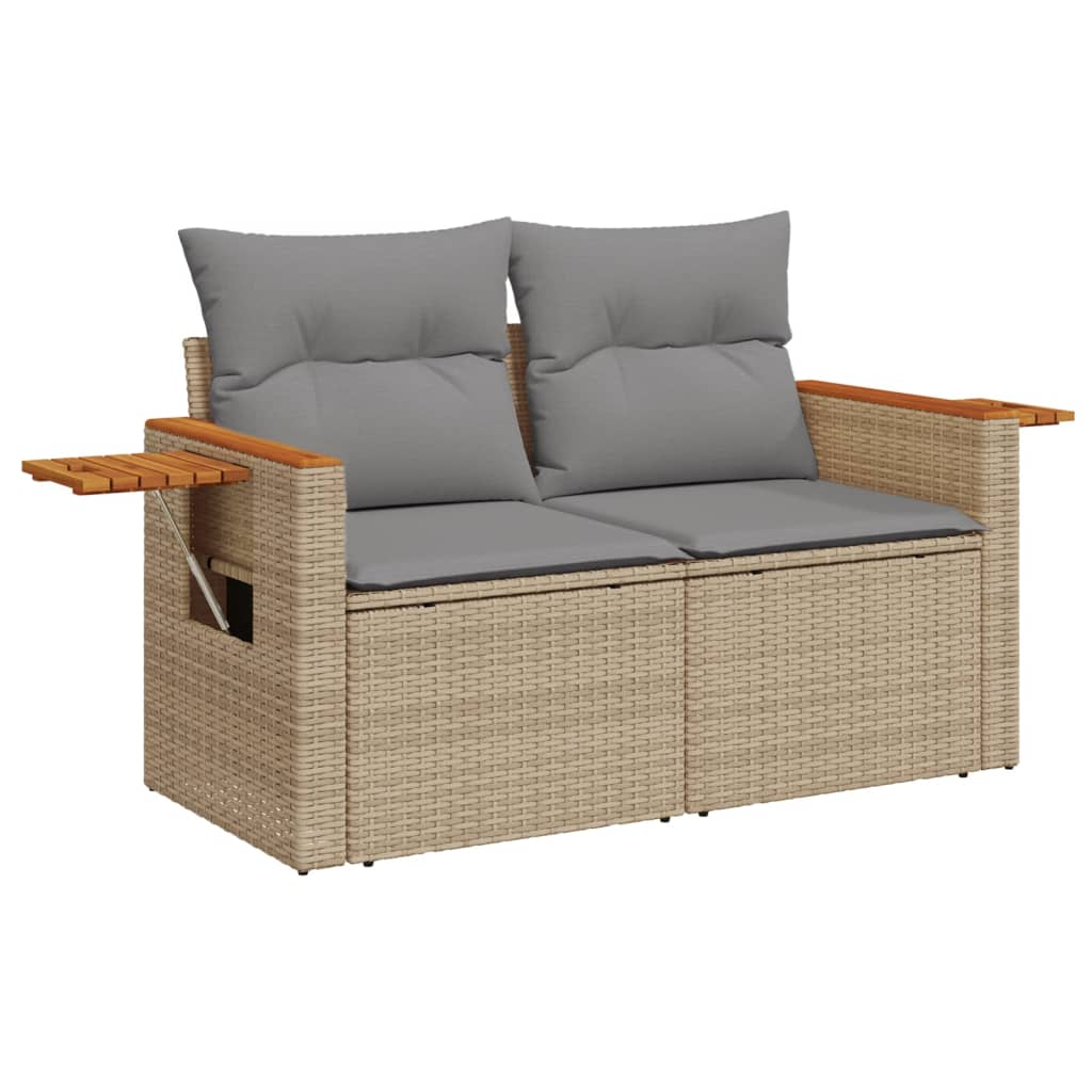 Set Divano Da Giardino 4 Pz Con Cuscini Beige In Polyrattan