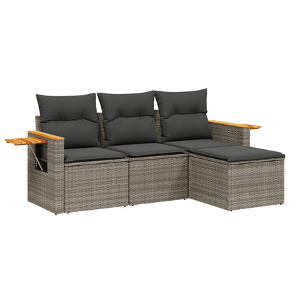 Set Divani Da Giardino 4 Pz Con Cuscini In Polyrattan Grigio