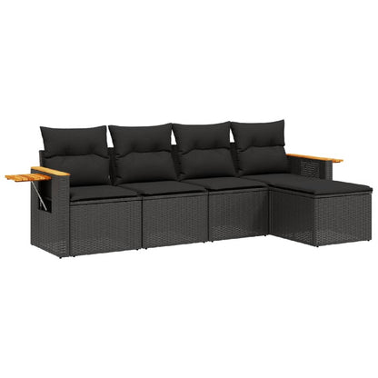 Set Divani Da Giardino 5 Pz Con Cuscini In Polyrattan Nero