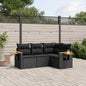 Set Divani Da Giardino 4 Pz Con Cuscini Nero In Polyrattan