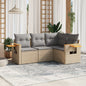 Set Divano Da Giardino 4 Pz Con Cuscini Beige In Polyrattan