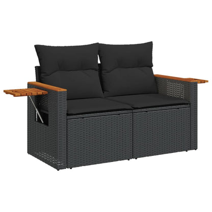 Set Divani Da Giardino 5 Pz Con Cuscini In Polyrattan Nero