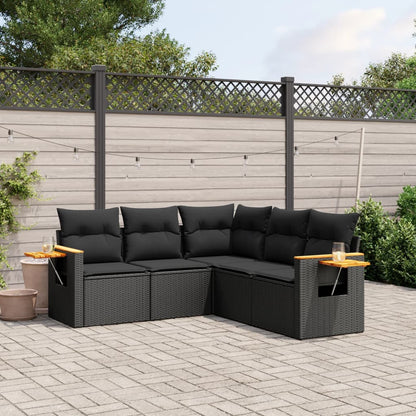 Set Divani Da Giardino 5 Pz Con Cuscini In Polyrattan Nero