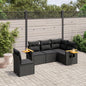 Set Divani Da Giardino 5 Pz Con Cuscini In Polyrattan Nero