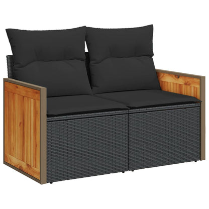 Set Divani Da Giardino 3 Pz Con Cuscini In Polyrattan Nero