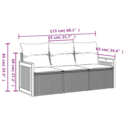 Set Divani Da Giardino 3 Pz Con Cuscini In Polyrattan Nero