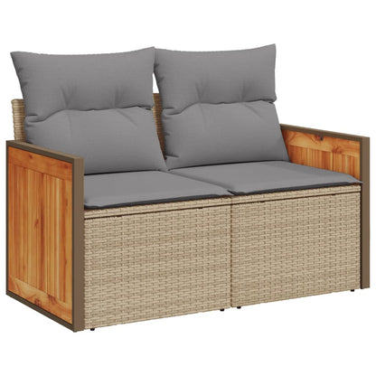 Set Divano Da Giardino 3 Pz Con Cuscini Beige In Polyrattan