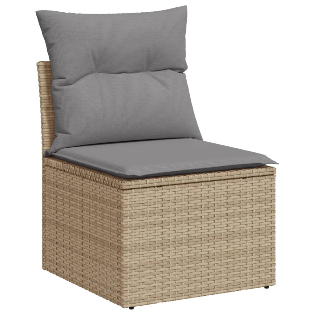 Set Divano Da Giardino 3 Pz Con Cuscini Beige In Polyrattan