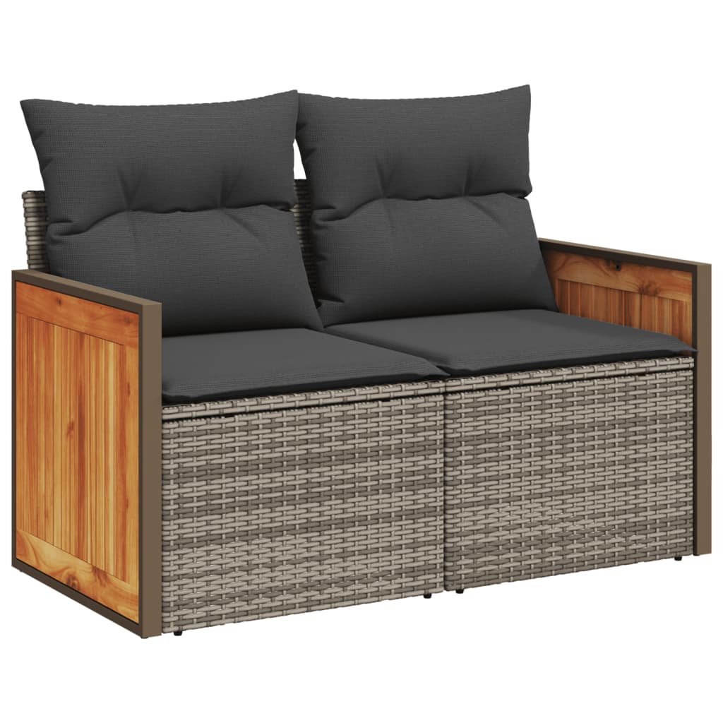 Set Divani Da Giardino 3 Pz Con Cuscini Grigio In Polyrattan