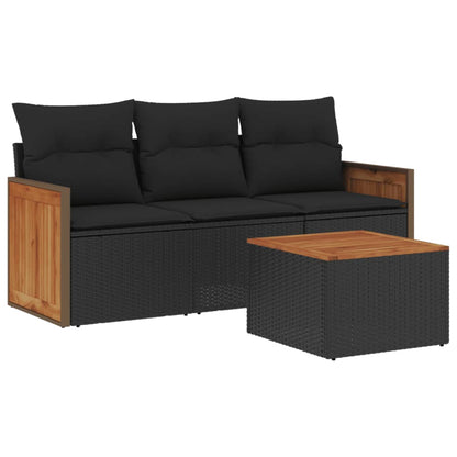 Set Divani Da Giardino 4 Pz Con Cuscini Nero In Polyrattan