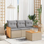 Set Divano Da Giardino 4 Pz Con Cuscini Beige In Polyrattan