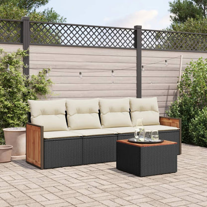 Set Divani Da Giardino 5 Pz Con Cuscini In Polyrattan Nero