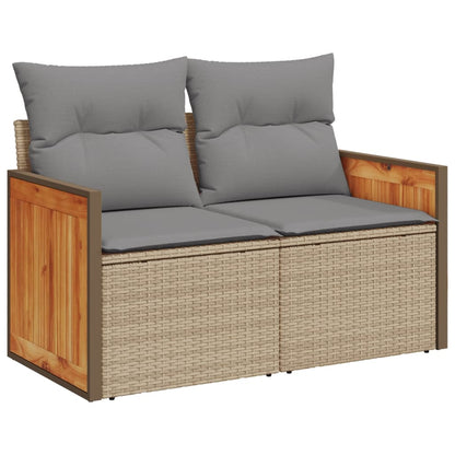 Set Divano Da Giardino 5 Pz Con Cuscini Beige In Polyrattan