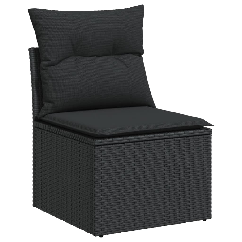 Set Divano Da Giardino 6 Pz Con Cuscini Nero In Polyrattan