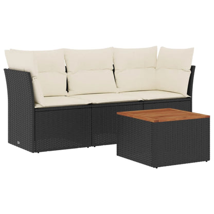 Set Divani Da Giardino 4 Pz Con Cuscini Nero In Polyrattan