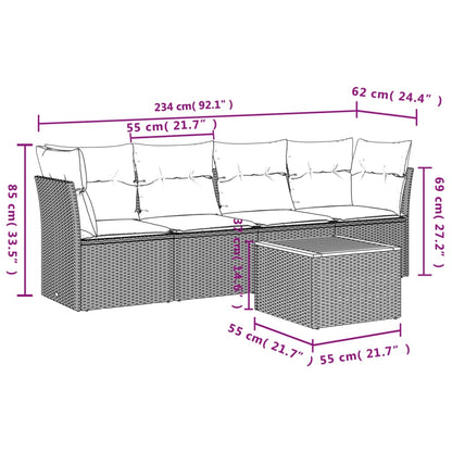 Set Divani Da Giardino 5 Pz Con Cuscini In Polyrattan Nero