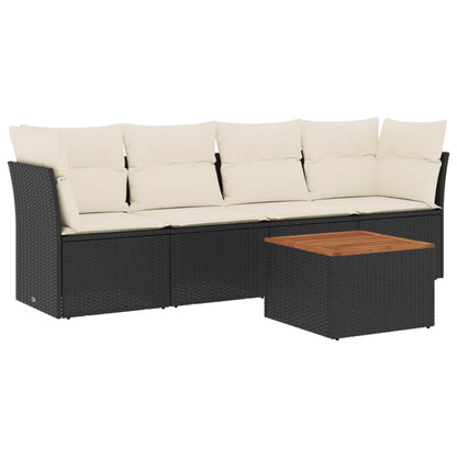 Set Divani Da Giardino 5 Pz Con Cuscini In Polyrattan Nero