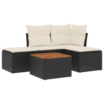 Set Divani Da Giardino 5 Pz Con Cuscini In Polyrattan Nero