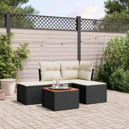 Set Divani Da Giardino 5 Pz Con Cuscini In Polyrattan Nero