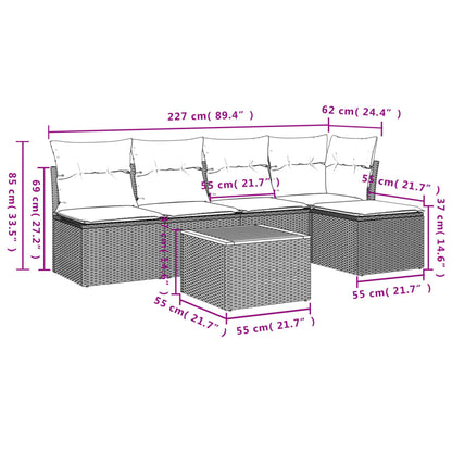 Set Divano Da Giardino 6 Pz Con Cuscini Grigio In Polyrattan