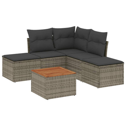 Set Divano Da Giardino 6 Pz Con Cuscini Grigio In Polyrattan